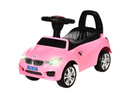 Carro Andador Para Crianças De 18-36 Meses Com Faróis Música Buzina Volante Compartimento De Armazenamento E Alça Para Empurrar 63,5x28x36 Rosa