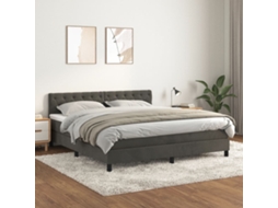 Vidaxl Cama Com Molas/colchão 160x200 Cm Veludo Cinzento-escuro