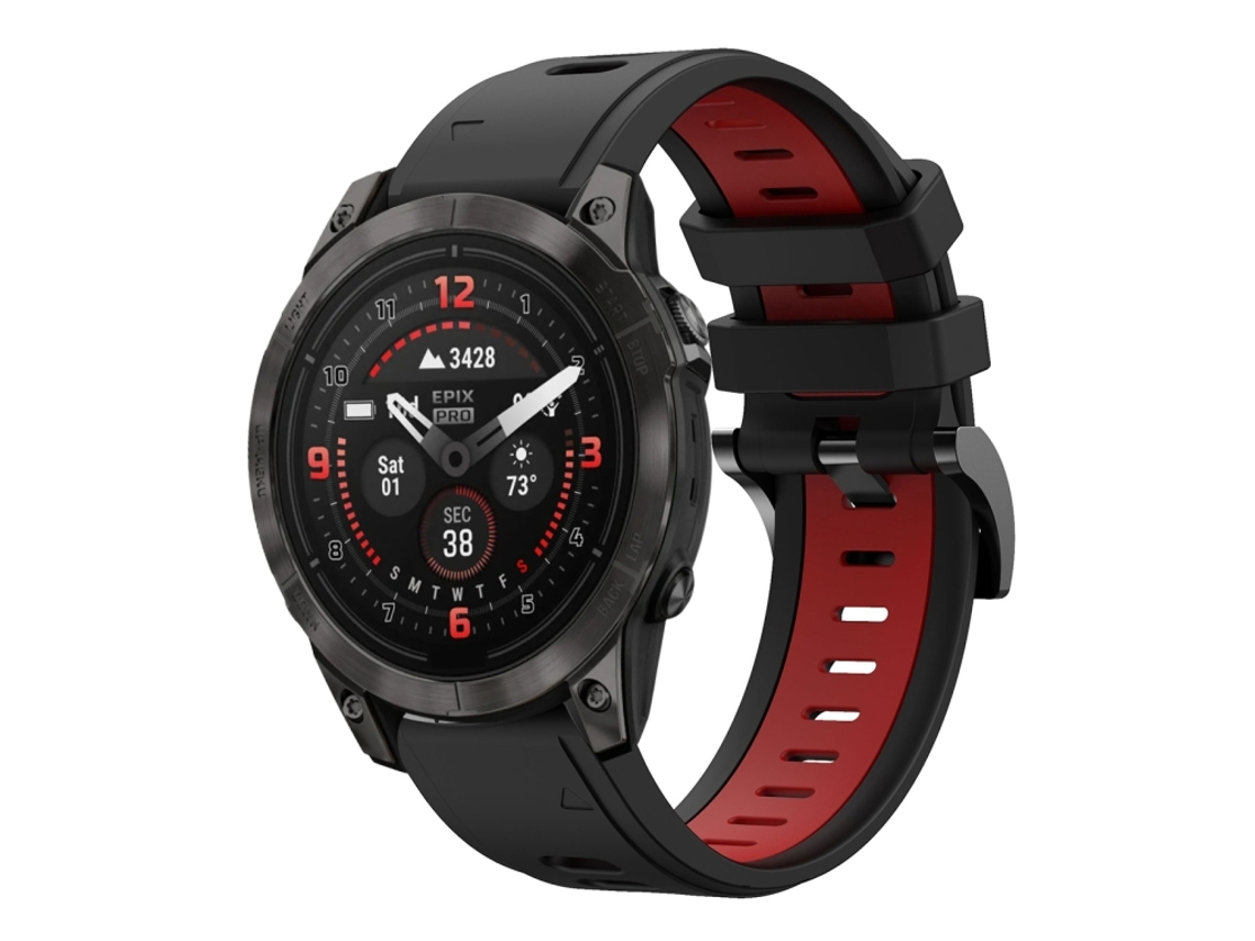 Bracelete Esportivo Silicone para Garmin Epix Pro com duas cores Preto e Vermelho XIAOMOYU