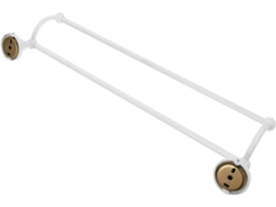 Suporte Duplo para Toalhas de 55 Cm em Latão Laqueado Branco, Prateleira de Armazenamento Prática e Elegante. SFUSHOS