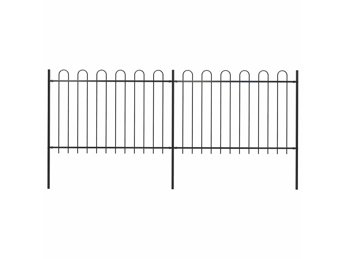 Vidaxl Cerca De Jardim Com Arco Superior Em Aço 359x120 Cm Preta