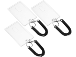 Conjunto De 3 Porta Cartões De Plástico Transparente Com Pulseira Espiral Extensível E Chaveiro De Pulso Para