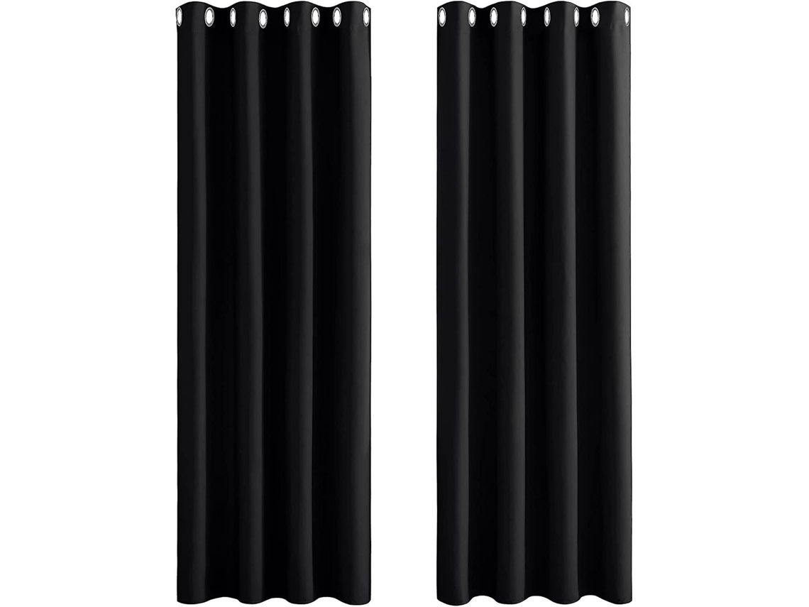 Cortina Blackout Térmica, Para Janela, Ilhós, Canal Varão, Lavável, 107 X 160 Cm, Preto
