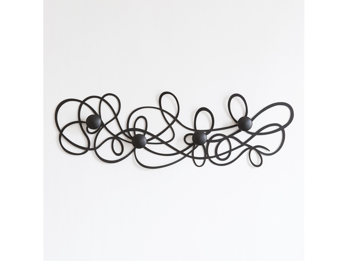 Cabide De Parede Doodle 77x25 Cm Em Ferro Preto Com Puxadores Design Moderno Com Linhas Entrelaadas Fixao Na Parede Fabricado Na Itlia Arti Mestieri