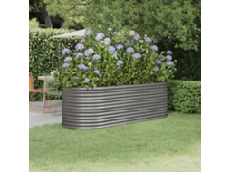 Vidaxl Canteiro Elevado Jardim 224x80x68cm Aço Galvanizado Cinzento