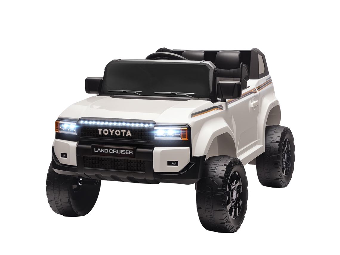 Carro Elétrico Infantil Toyota Land Cruiser 12v (2 Motores, Suspensão, Controle Remoto, Bluetooth, Usb, Música, Faróis, Branco)