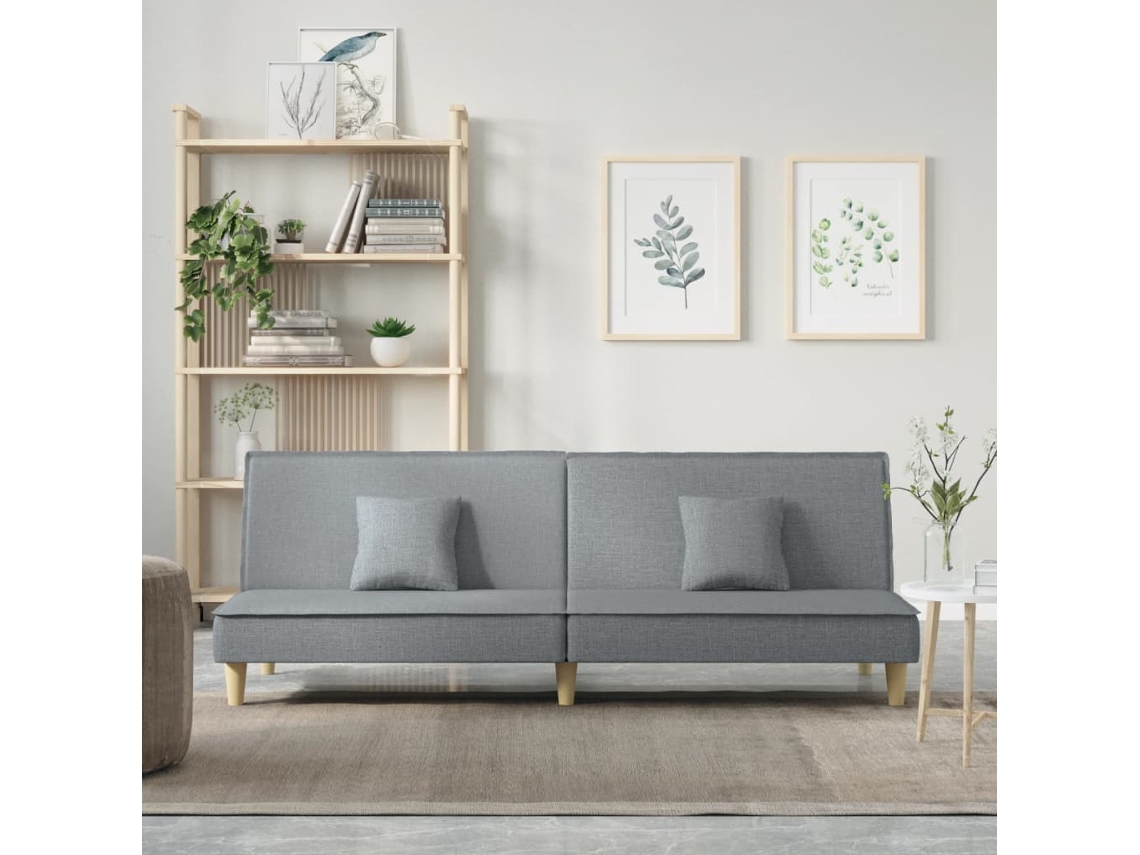 Vidaxl Sofá-cama Tecido Cinzento-claro