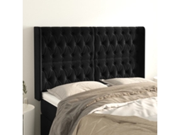 Vidaxl Cabeceira De Cama C/ Abas Veludo 163x16x118/128 Cm Preto