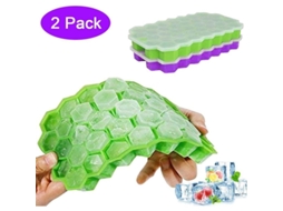 Bandeja De Gelo De Silicone Com Tampa 2 Peças 37 Cubos De Gelo Para Casa Diy