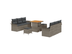 Conjunto 9 Sofá De Jardim Vidaxl Cinzento Vime Pe (80 X 80 X 71 Cm)