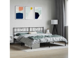 Vidaxl Estrutura de Cama em Metal com Cabeceira 180x200 Cm Preto