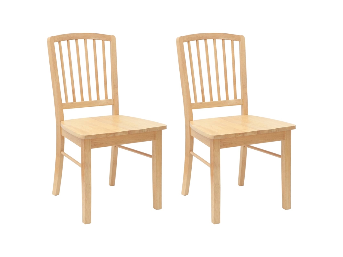 Conjunto 2 Cadeira De Jantar Vidaxl Castanho Madeira De Seringueira Maciça (50 X 52,5 X 91 Cm)