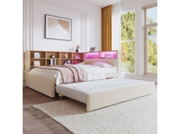 Sofá Cama 140200, Cama Dobrável 90190, Equipada Com Luzes Led, Tomadas E Muitos Compartimentos De Armazenamento, Cama Estofada, Btforus (sem Colchão)