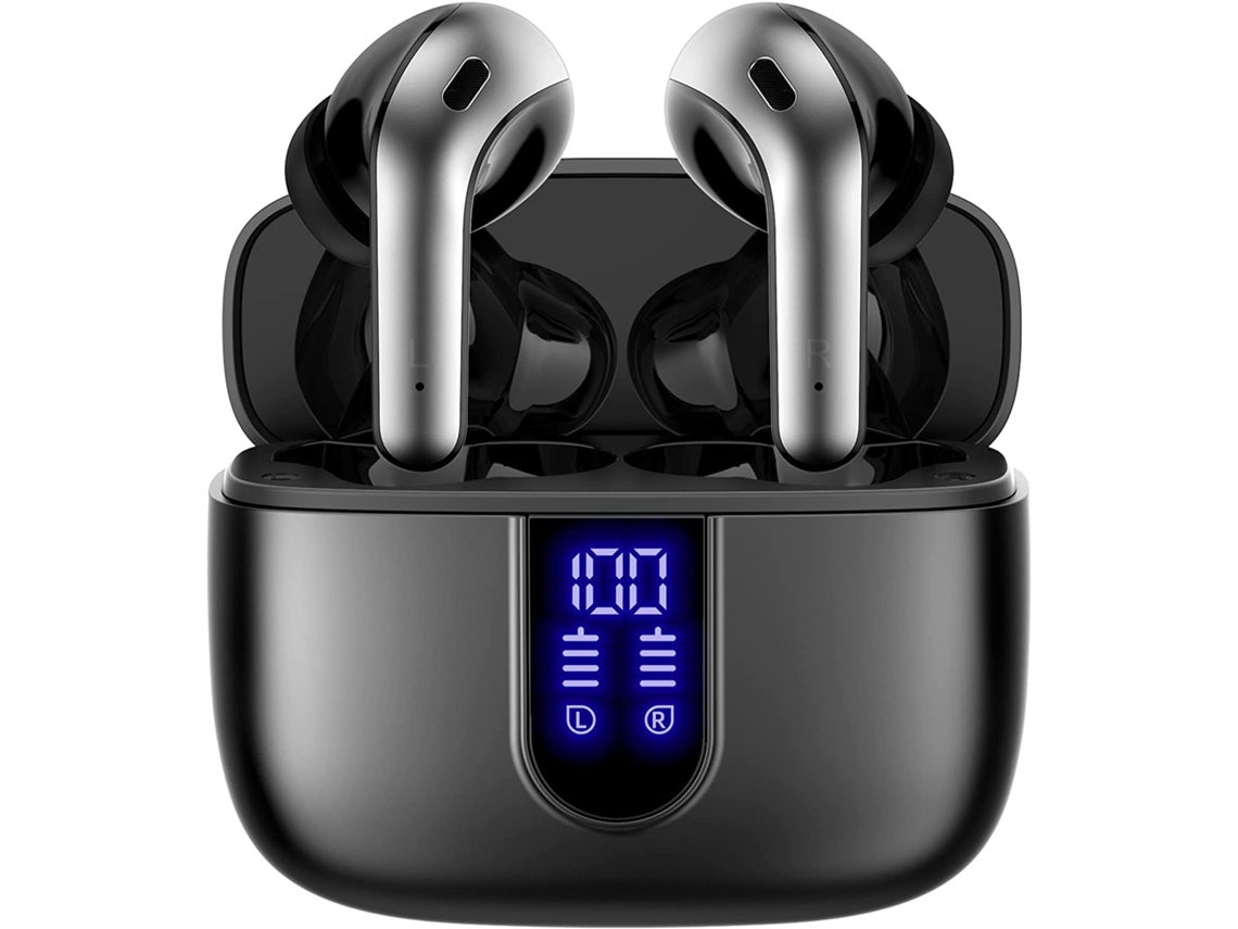 Fones de Ouvido Bluetooth Sem Fio com Display Led e Estojo de Carregamento JIAPEI (preto)