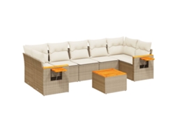 Maison Exclusive - 8 Pcs Conjunto De Sofás P/ Jardim Com Almofadões Vime Pe Bege