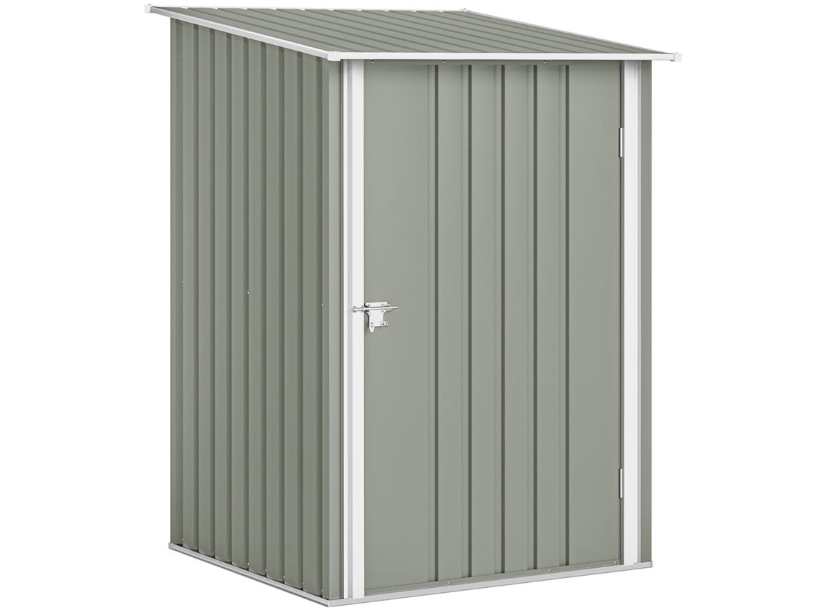 Casa de jardim para ferramentas em aço galvanizado com porta 100x104x160cm marrom e cinza escuro BTFORUS