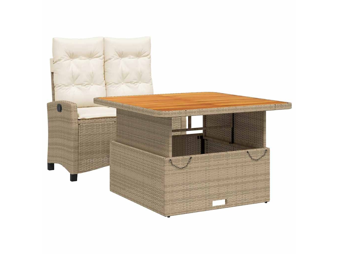 Conjunto de 2 Jantares para Jardim con Almofadões Vime Pe Bege MAISON EXCLUSIVE