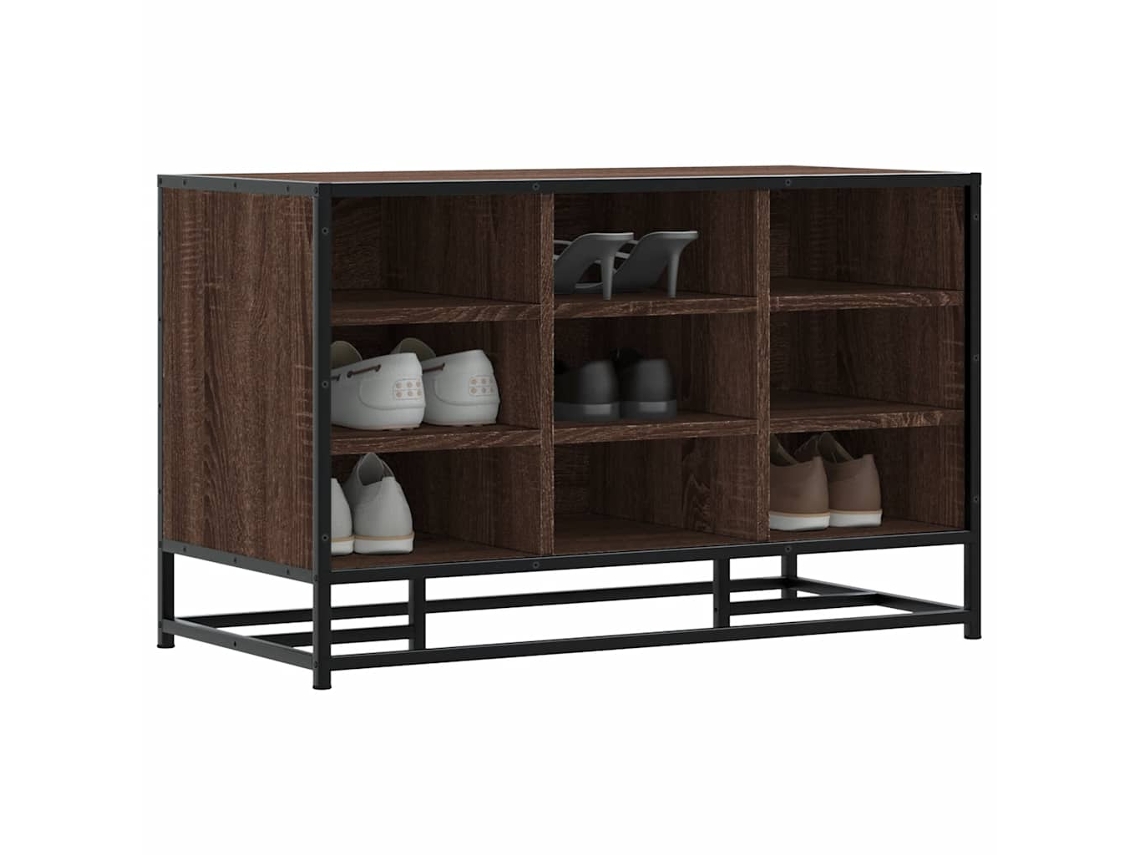 Vidaxl Banco Calçado Carvalho Castanho 84x40x53,5 Cm Madeira E Metal
