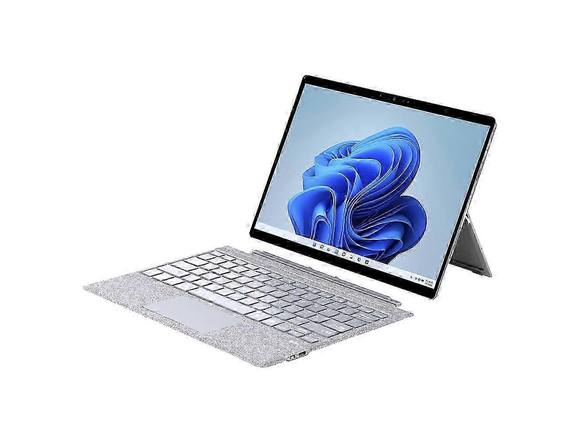 Teclado Compatível Com Surface Pro, Touchpad Com Iluminação, Capa De Couro Pu Microfibramulticolorlight Grey