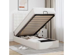 Vidaxl Cama Otomana Com Colchão 80x200 Cm Couro Artificial Branco