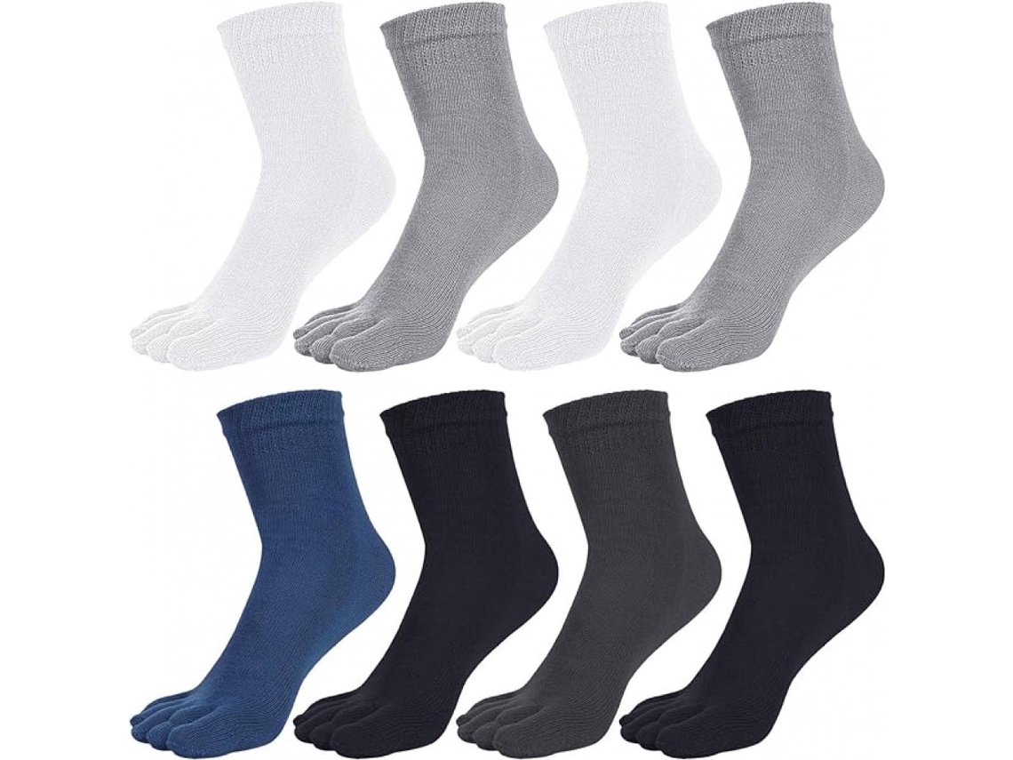 Meias com Dedos Separados, 8 Pares, para Ioga, Tamanho 40/46 AQUAFORGE