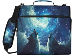 Bolsa Organizadora Wolves Howling Moon Com Fecho De 3-argolas, Compartimento Laptop, Resistente À Água, Ideal