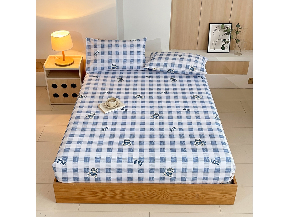 Lençol Elástico, 180*200cm, Tecido De Algodão Cru, Bolso Profundo De 30cm, Estilo Casa De Campo,para Meninas E Mulheres. Xadrez Hexinyigjly