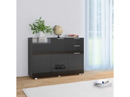 Vidaxl Aparador 107x35x80,5 Cm Preto Brilhante