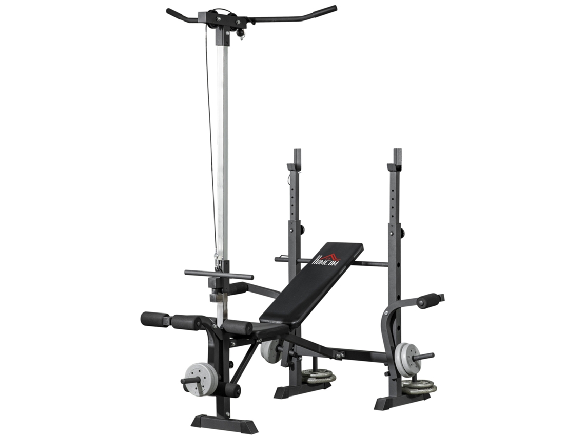 Banco de Peso Ajustável Multifuncional para Treino Corporal, Prateado e Preto, 180x134x200 Cm | S/MARCA