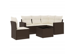 Maison Exclusive - 6 Pcs Conjunto De Sofás Jardim C/ Almofadões Vime Pe Castanho