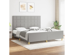 Estrutura De Cama Sem Colchão 180x200 Cm Tecido Cinzento-claro