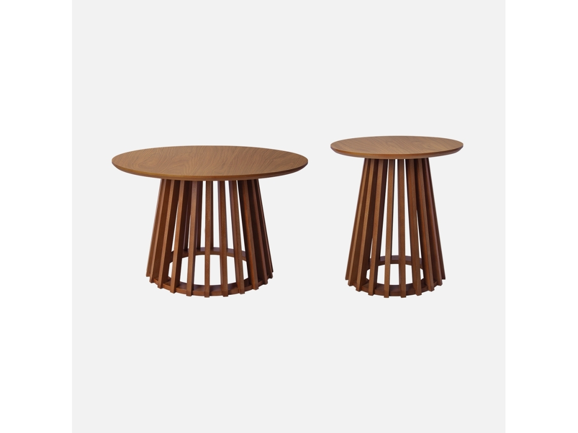 Conjunto de 2 Mesas de Centro Redondas Nogueira Ø40Cm e Ø60Cm I SWEEEK