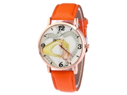 Relógio feminino Zhoulianfa, analógico, de quartzo, com pulseira de PU (laranja)