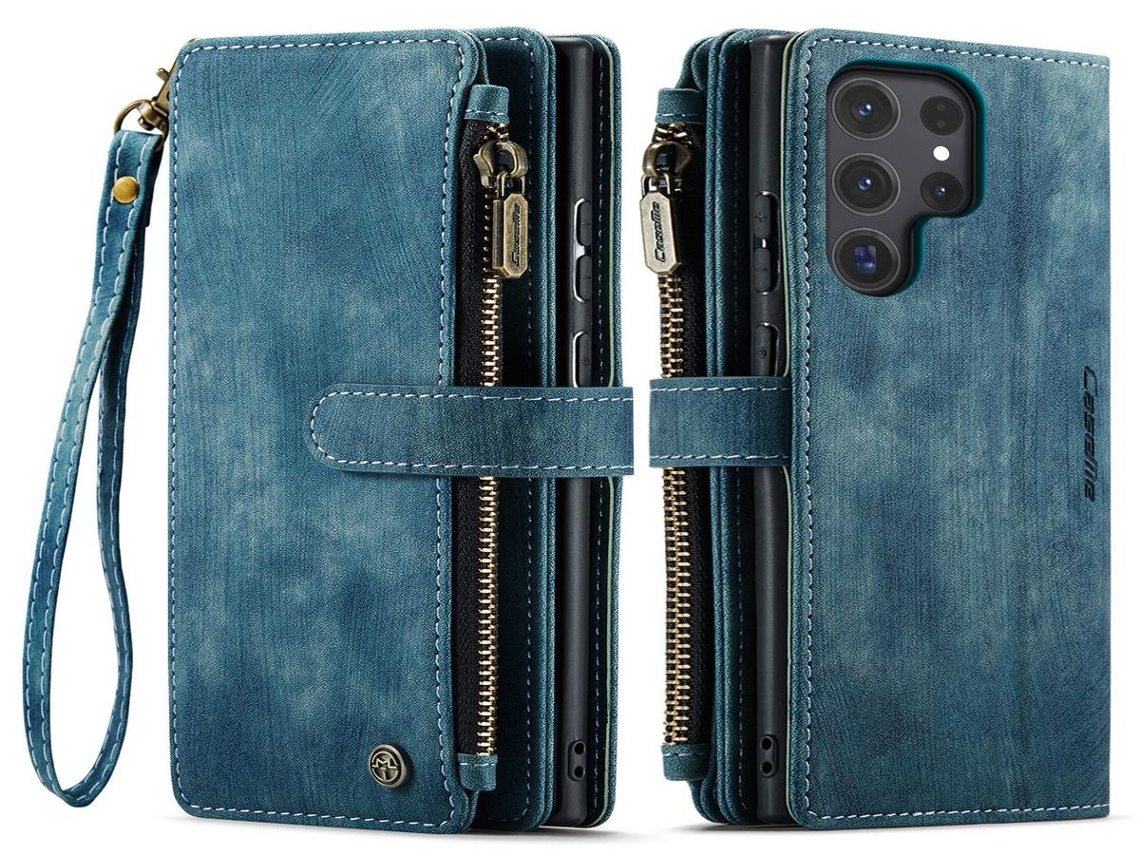 Lurelia Estojo Flip Iphone 16 Cordão Magnética Suporte Porta-cartões Couro Pu Tpu Azul Slim