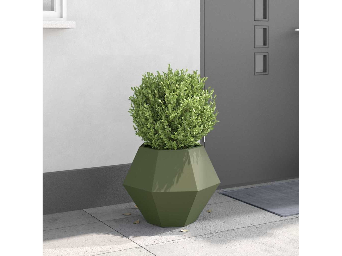 Vidaxl Floreira Verde Oliva 50 X 50 X 40 Cm Aço