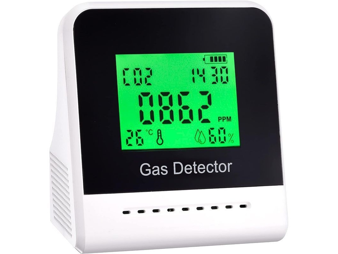 Monitor de Co2 2026 com sensor NDIR, 400-5000 ppm, alarme sonoro, temperatura, umidade, bateria recarregável S/MARCA