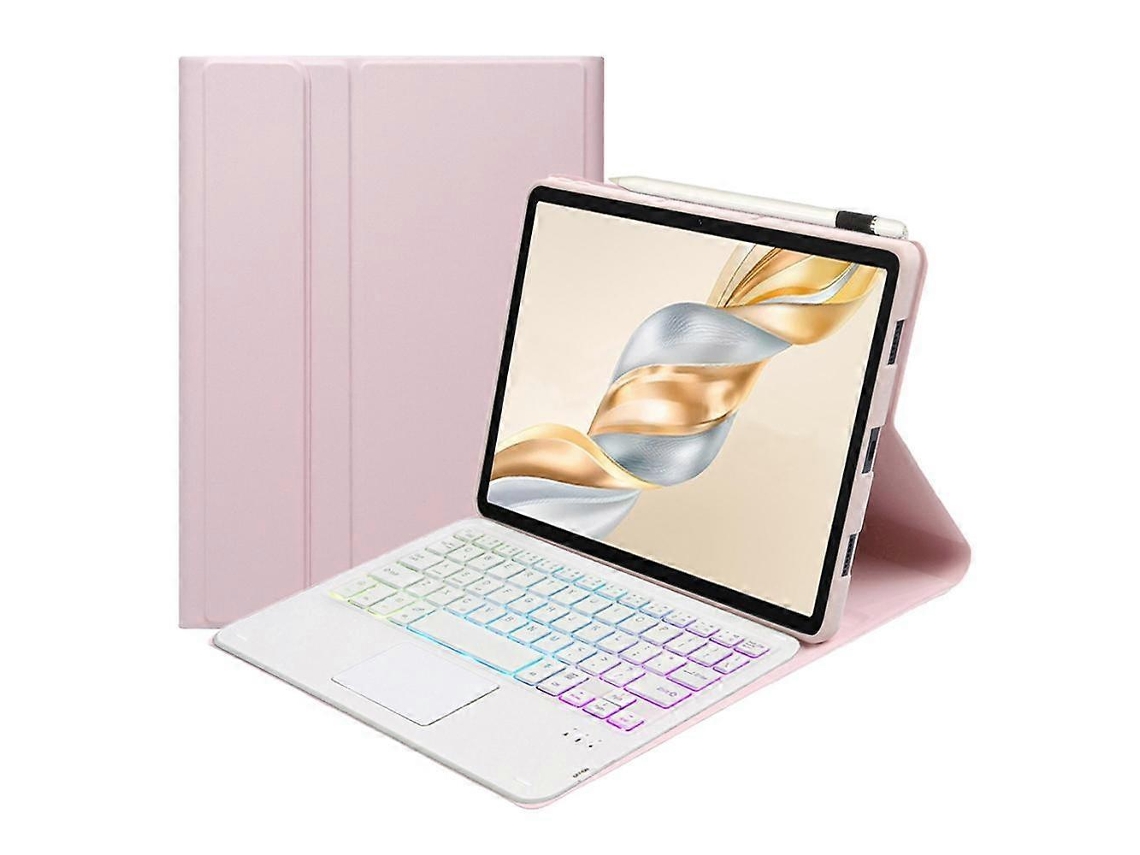 Capa De Couro Ultrafina E Destacável Para Tablet Com Teclado Bluetooth Retroiluminado E Touchpad Ah28-as.