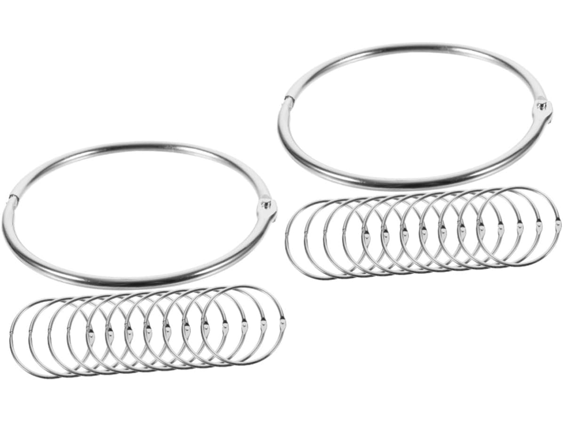 Tehaux Conjunto de 24 Argolas Redondas de Metal Encadernação Álbuns, Argolas Simples Chaveiros Multiuso