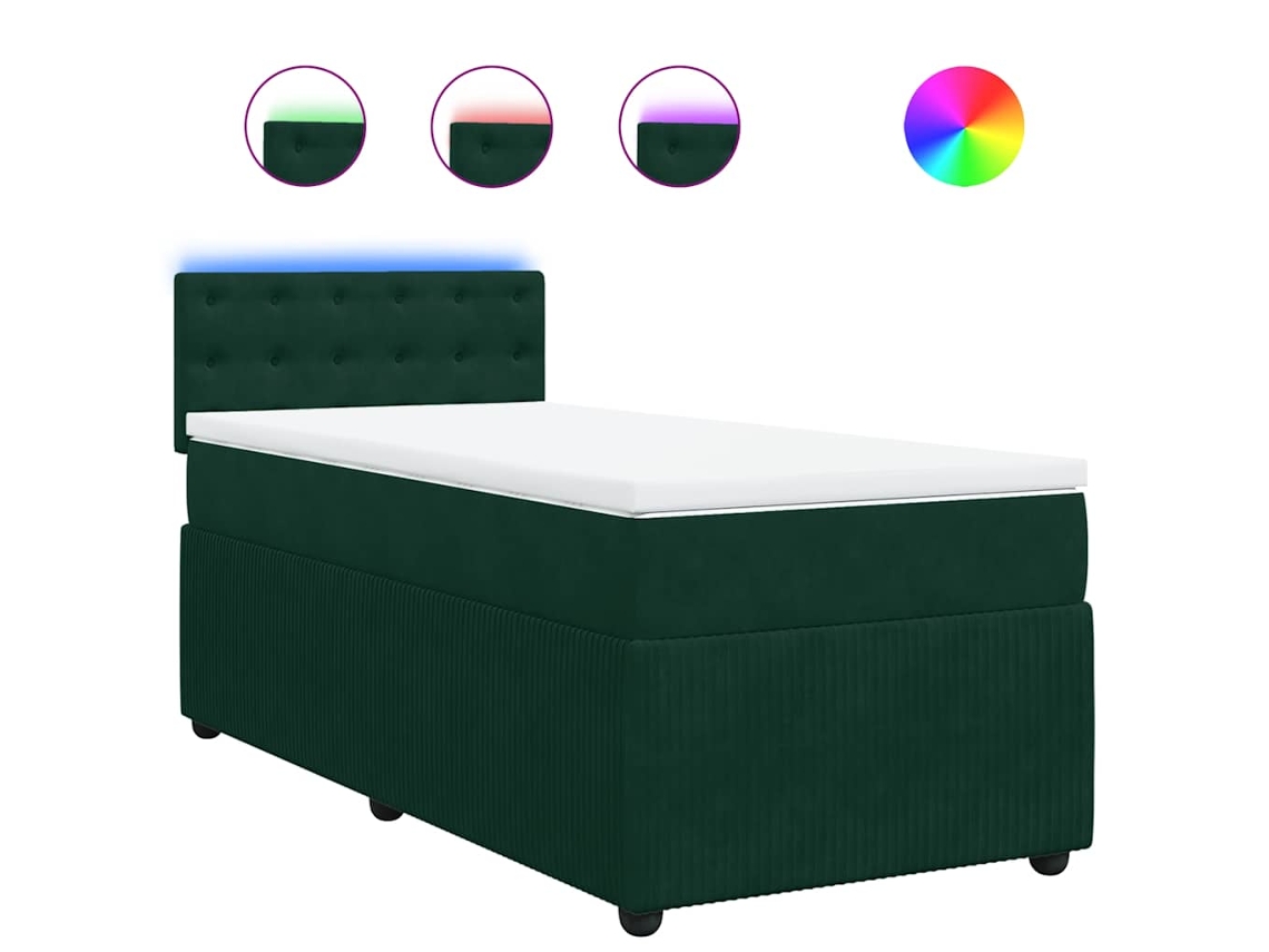 Box Spring Bed, Box Spring Beds Vidaxl Verde Veludo (90 X 190 Cm)