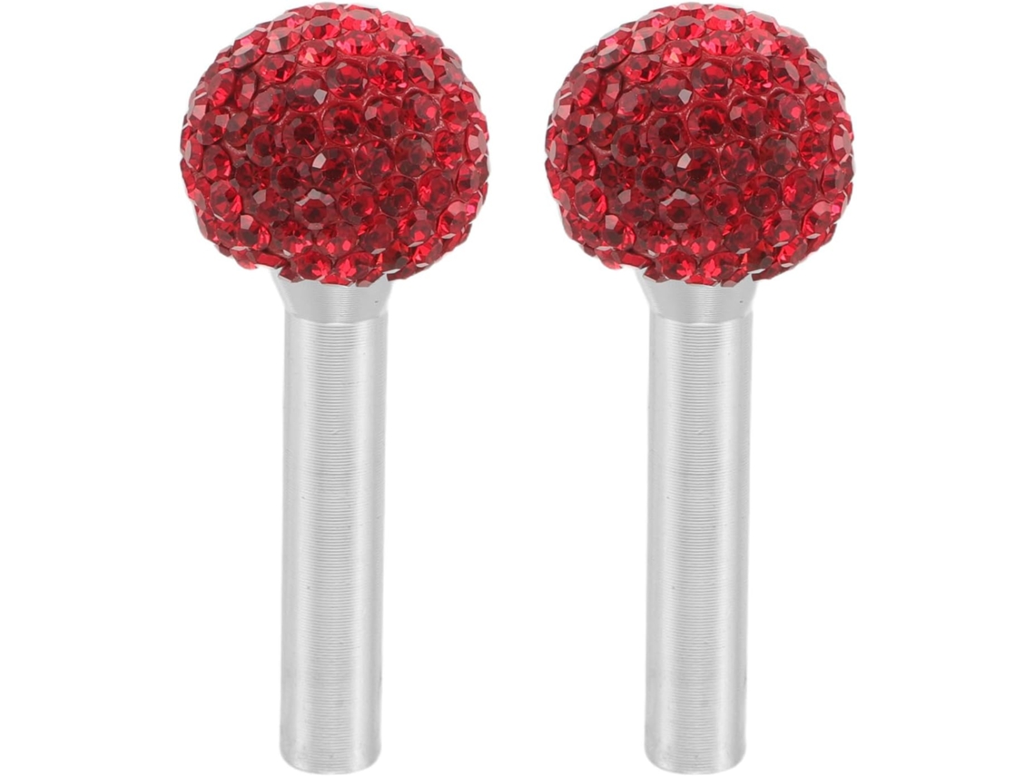 Artibetter Bling Car Lock Pin Maçaneta De Fechadura Porta Com Strass Brilhante Em Liga Zinco Ponteira Vermelha Para