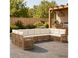 Vidaxl Conjunto De Sofá De Jardim 10 Unid. Bege E Branco Creme Vime Pe