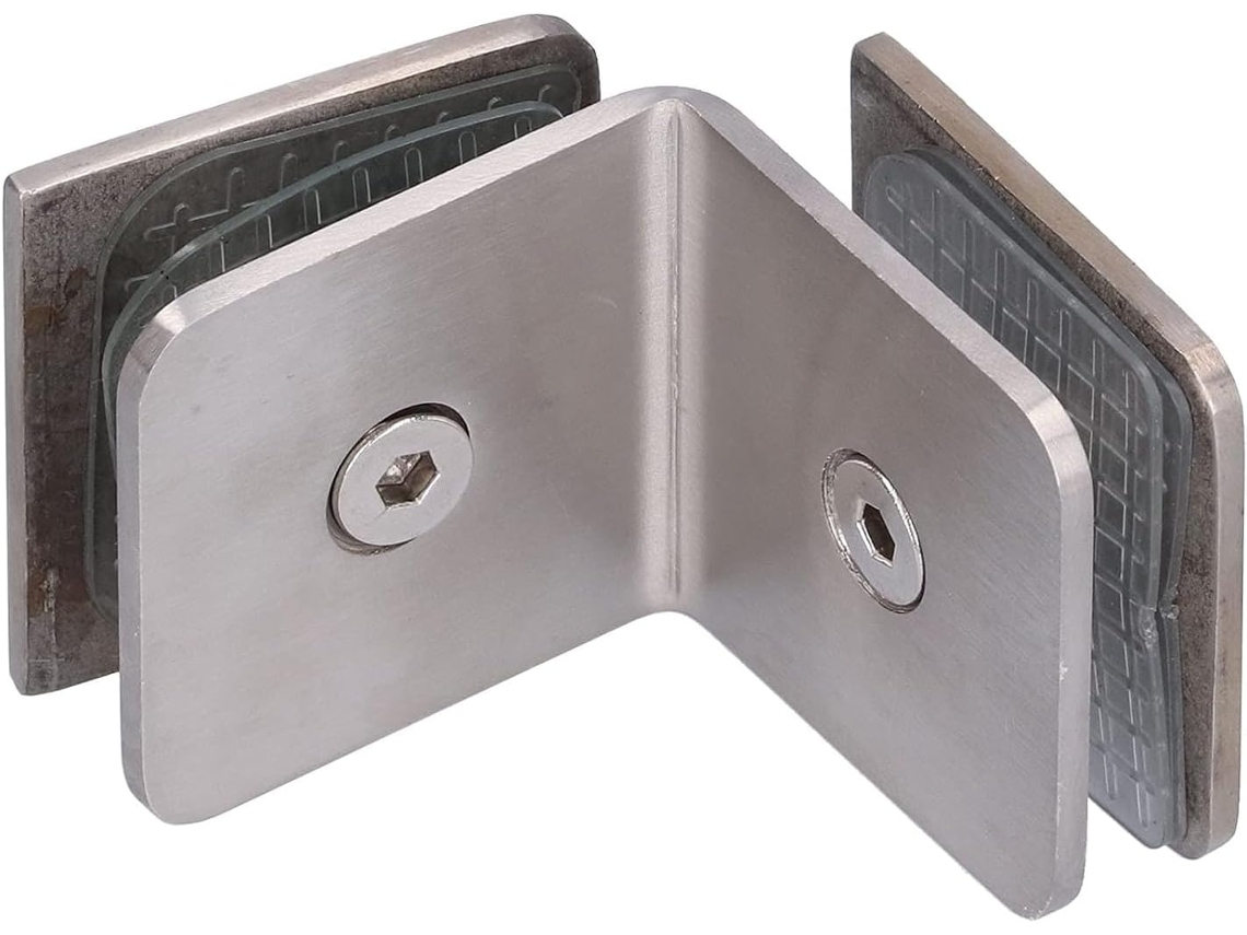 Conjunto De 2 Grampos Aço Inoxidável Para Vidro 90 Graus, Suporte De Porta Chuveiro Em Ângulo Reto 45x45mm Para Vidro 8a