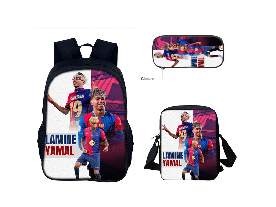 Conjunto De Três Peças Com Motivos De Estrelas Do Futebol, Incluindo Mochila + Mala A Tiracolo + Bolsa Para Material Escolar, Modelo 4
