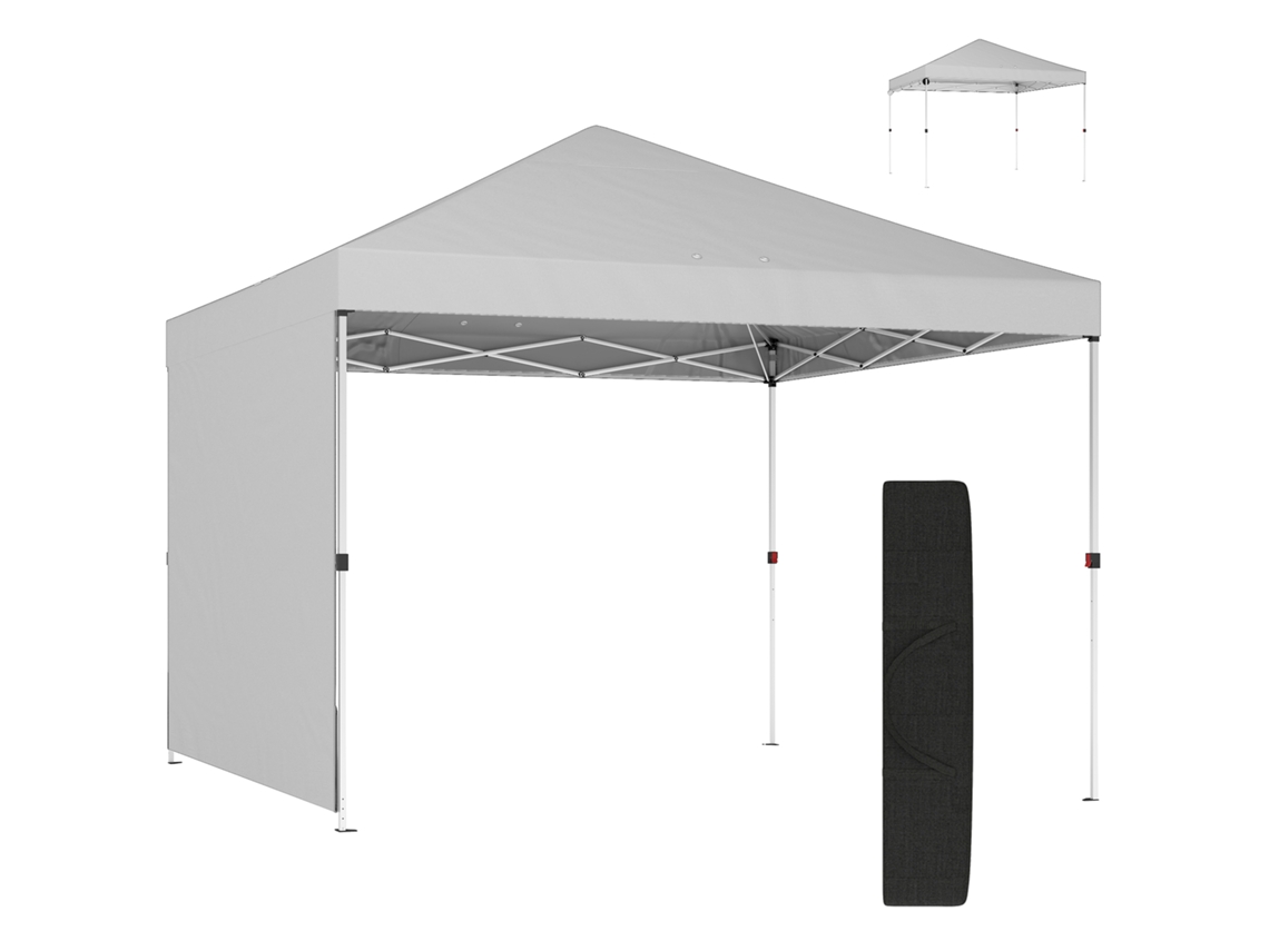 Tenda Pop up 3x3 m, parede lateral, UPF50+, altura ajustável, fecho central, transporte, branca DECORALAR TECH