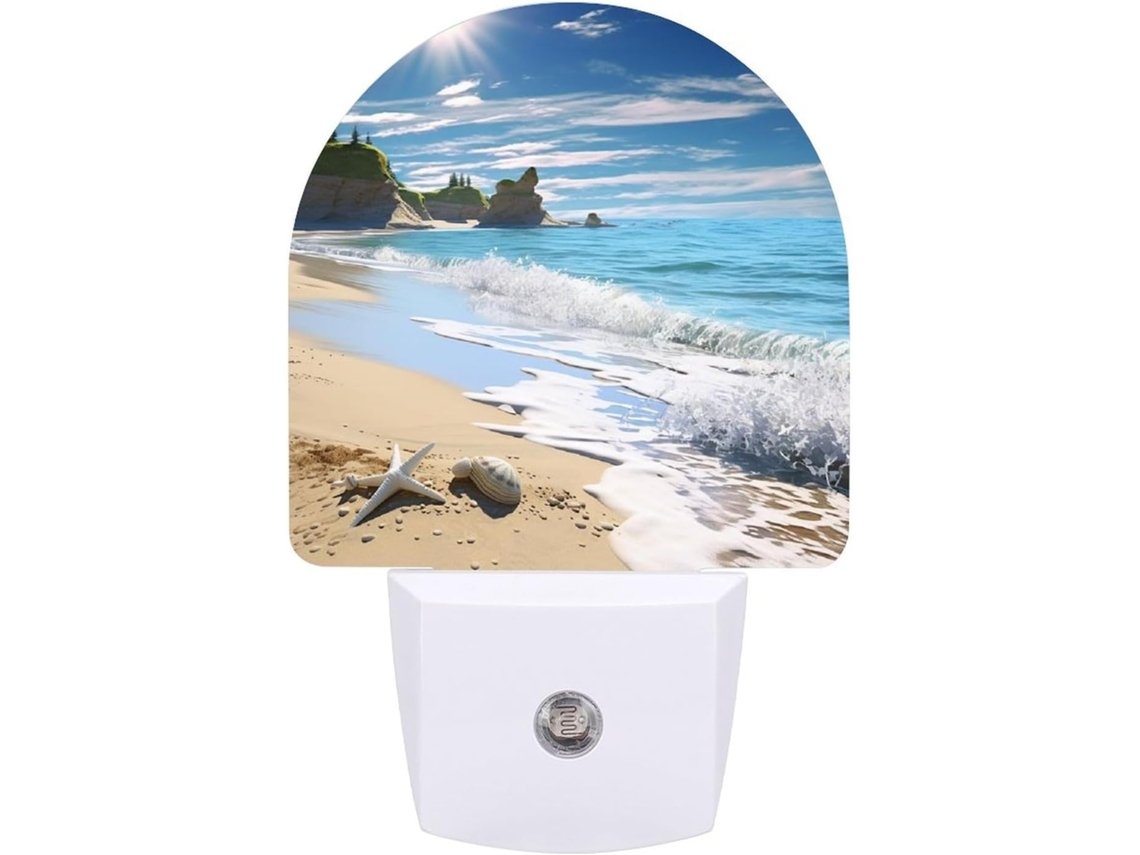 Luminária De Parede Quarto, Banheiro, Corredor, Luz Noturna, Estampa De Praia, Com Plugue, Sensor Crepuscular