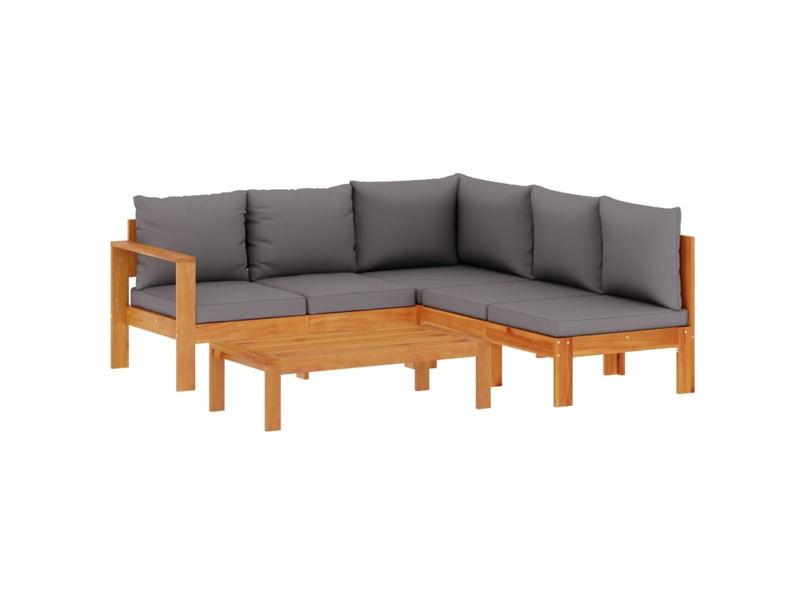 Conjunto de 4 Sofás de Jardim com Almofadões Acácia Maciça MAISON EXCLUSIVE