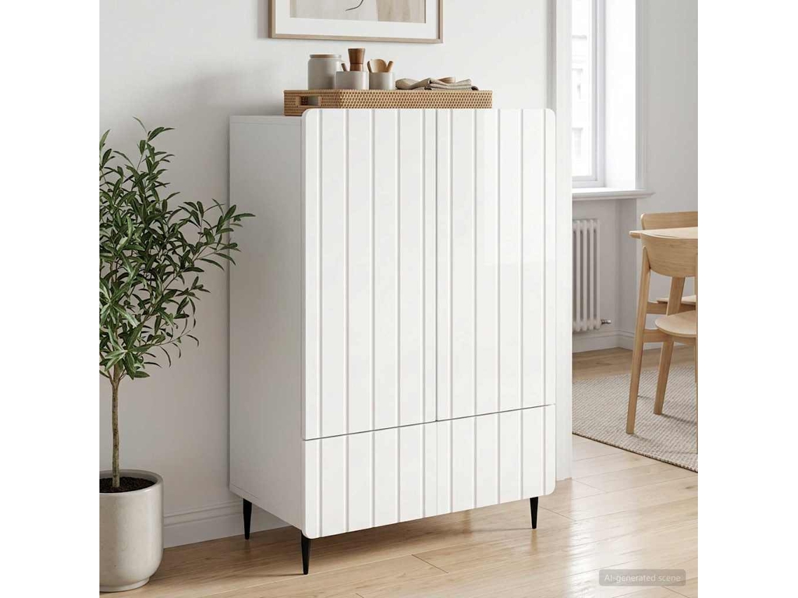 Vidaxl Buffet Branco Brilhante 66 X 34,5 X 97 Cm Derivados De Madeira