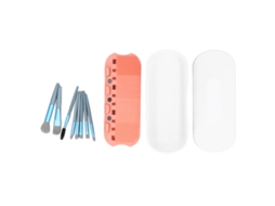 Caixa de limpeza de pincéis de maquiagem silicone 3 em 1 com armazenamento, secagem e 8 pincéis branco com S/MARCA