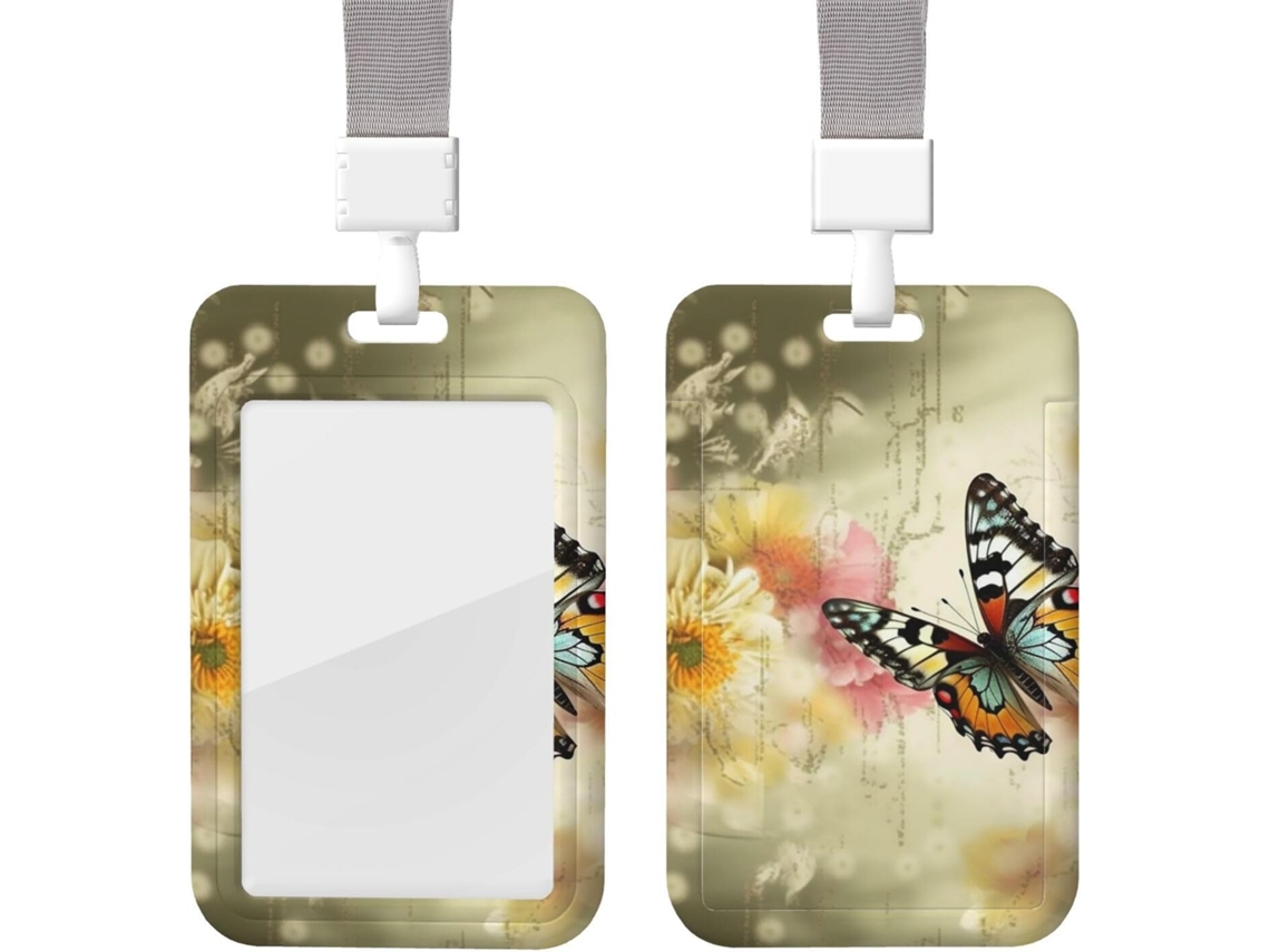 Porta Crachá Com Estampa Borboleta E Cordão, Porta Crachá, Capa Protetora Crachás Vertical, Capa Plástica