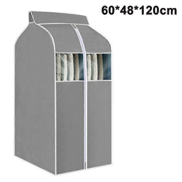 Saco Para Guardar Roupas Com Janelas Transparentes Em Pvc, Armazenamento À Prova De Poeira Para Roupas, Cinza, 60x48x120cm